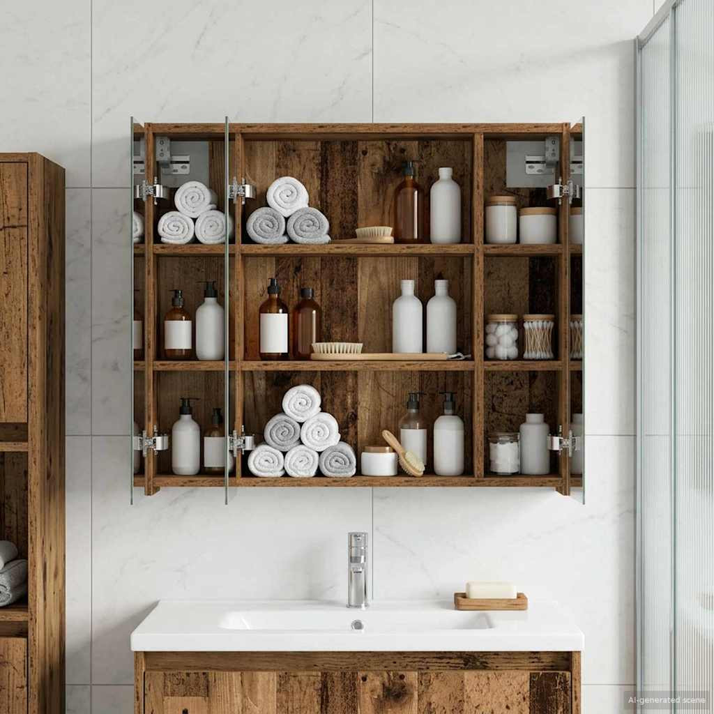 vidaXL Badezimmerspiegelschrank Altholz 73,5 x 16 x 62,5 cm