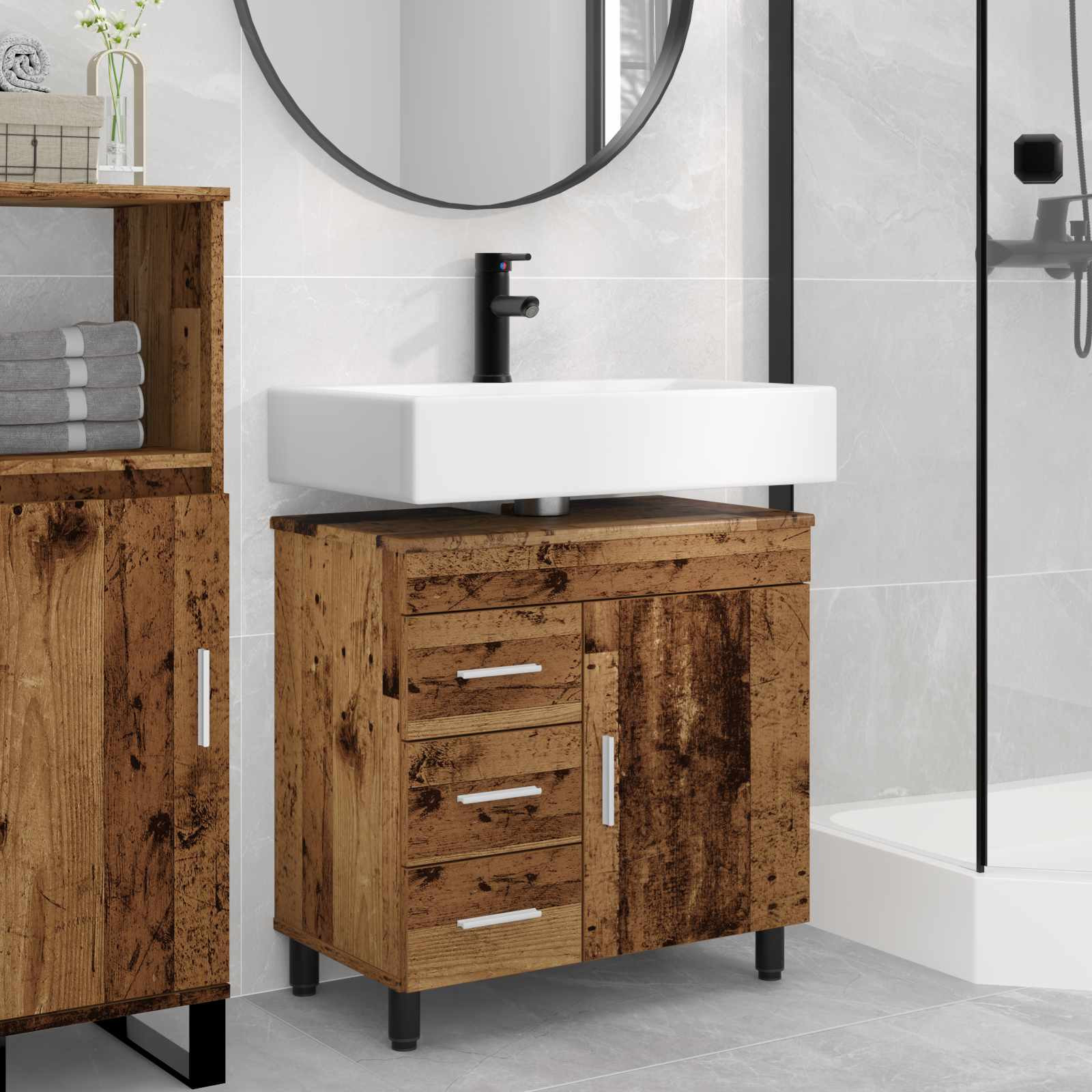 vidaXL Waschtisch Altholz 60 x 35 x 60 cm Holzwerkstoff