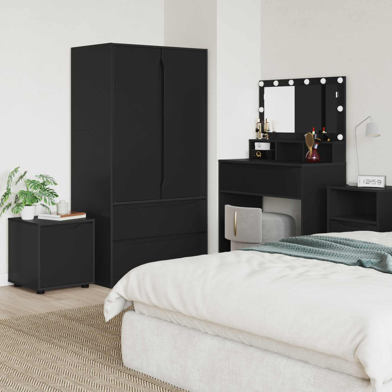 vidaXL Badezimmerschrank Schwarz 40,5 x 40 x 44 cm Holzwerkstoff