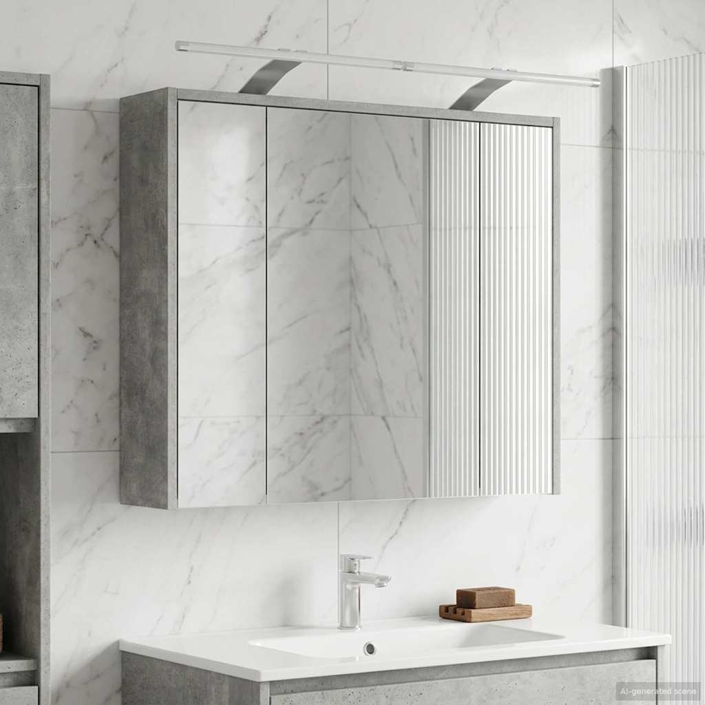 vidaXL Badezimmerspiegelschrank Beton Grau 73,5 x 16 x 62,5 cm
