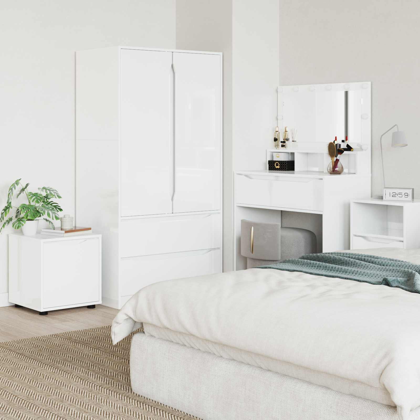 vidaXL Badezimmerschrank Hochglanz Weiß 40,5 x 40 x 44 cm