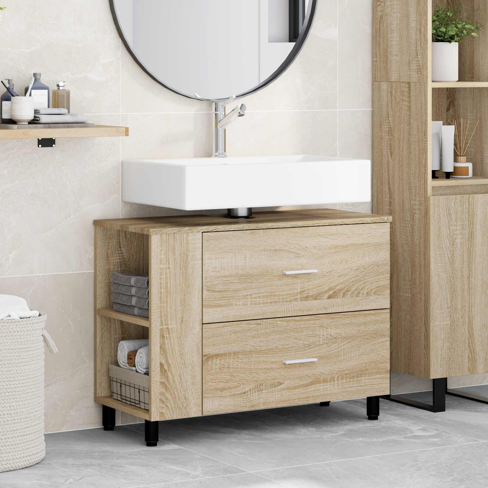 vidaXL Waschtisch Sonoma-Eiche 80 x 35 x 60 cm Holzwerkstoff
