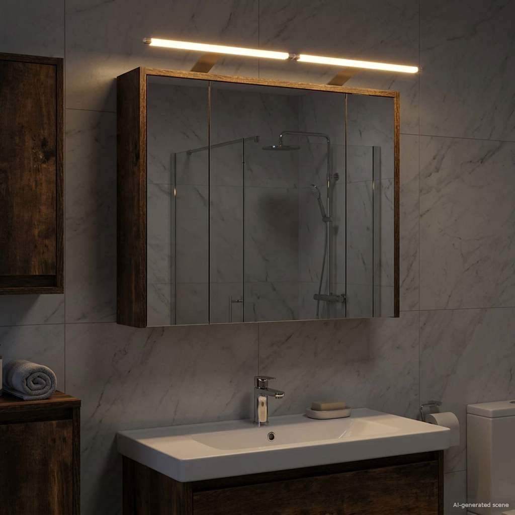 vidaXL Badezimmerspiegelschrank Geräucherte Eiche 73,5 x 16 x 62,5 cm