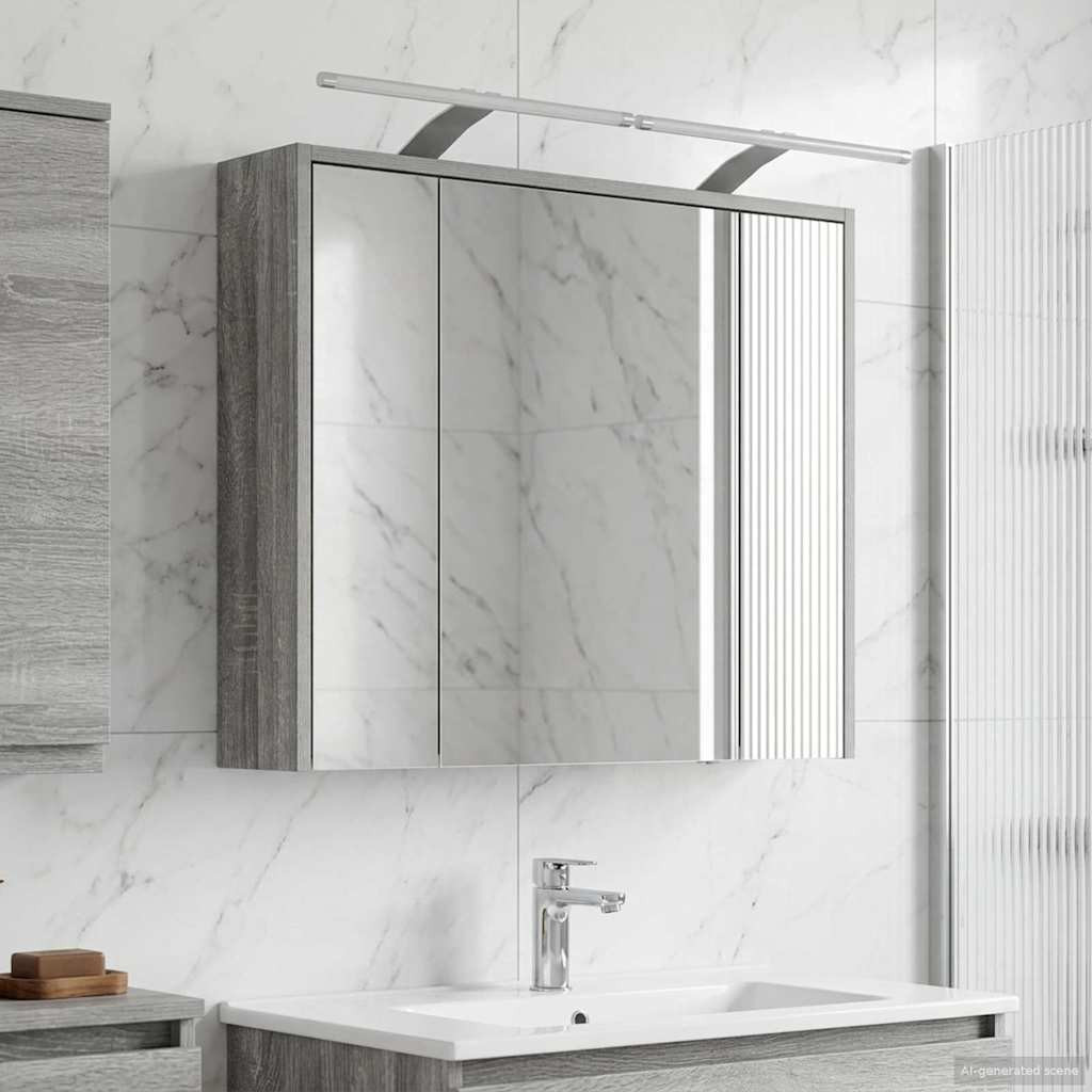 vidaXL Badezimmerspiegelschrank Graues Sonoma 73,5 x 16 x 62,5 cm