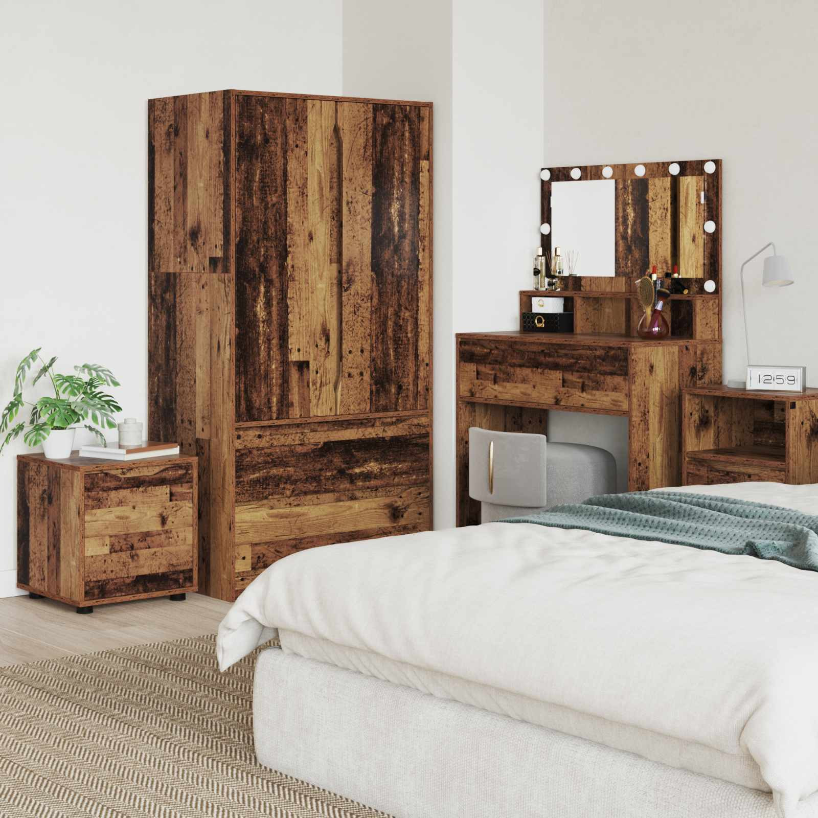 vidaXL Badezimmerschrank Altholz 40,5 x 40 x 44 cm Holzwerkstoff