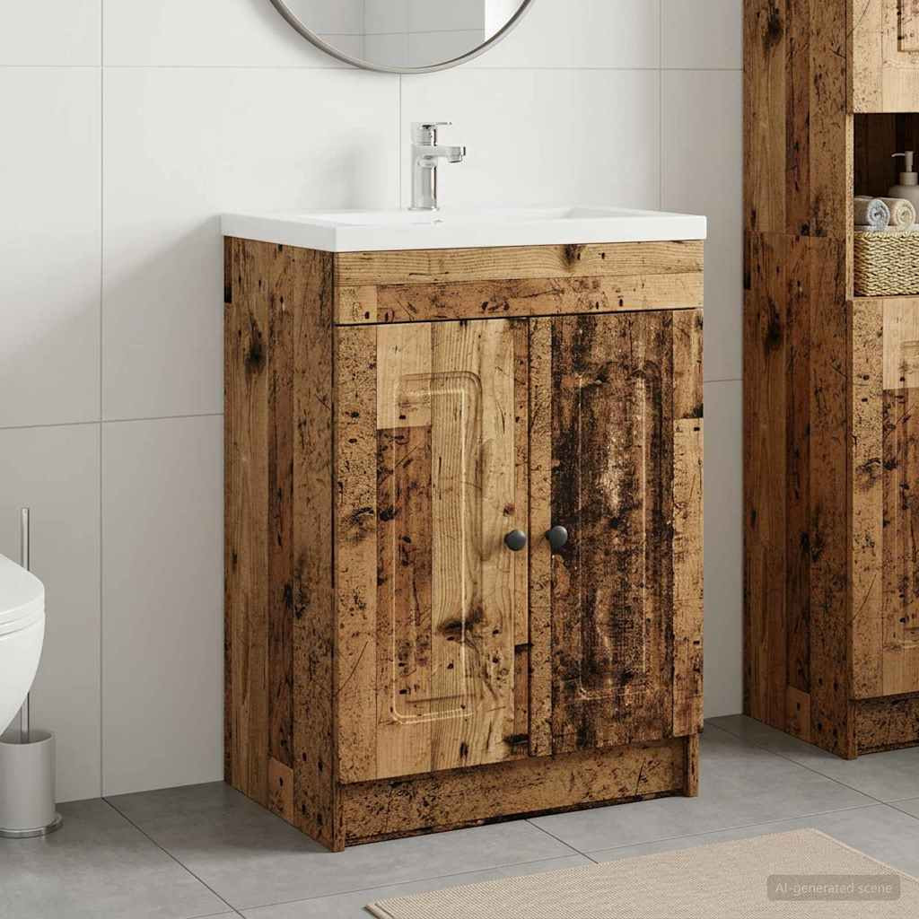 vidaXL Unter dem Waschbecken Badschrank Altholz 78,5 x 37,5 x 81 cm