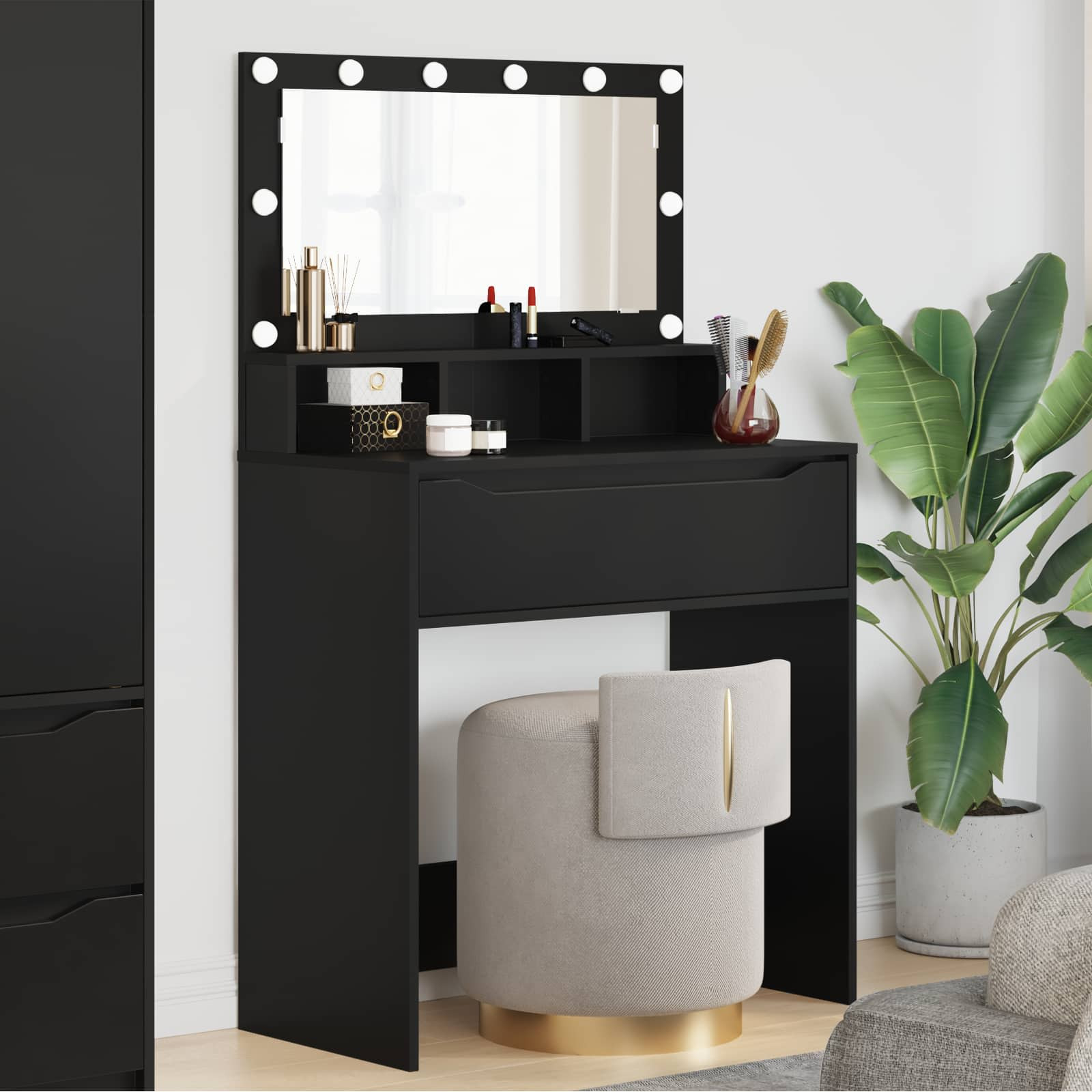 vidaXL Schlafzimmer-Frisiertische Schwarz 80 x 39,6 x 135 cm