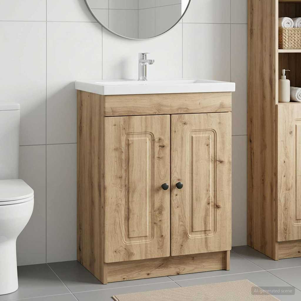 vidaXL Unter dem Waschbecken Badschrank Artisan-Eiche