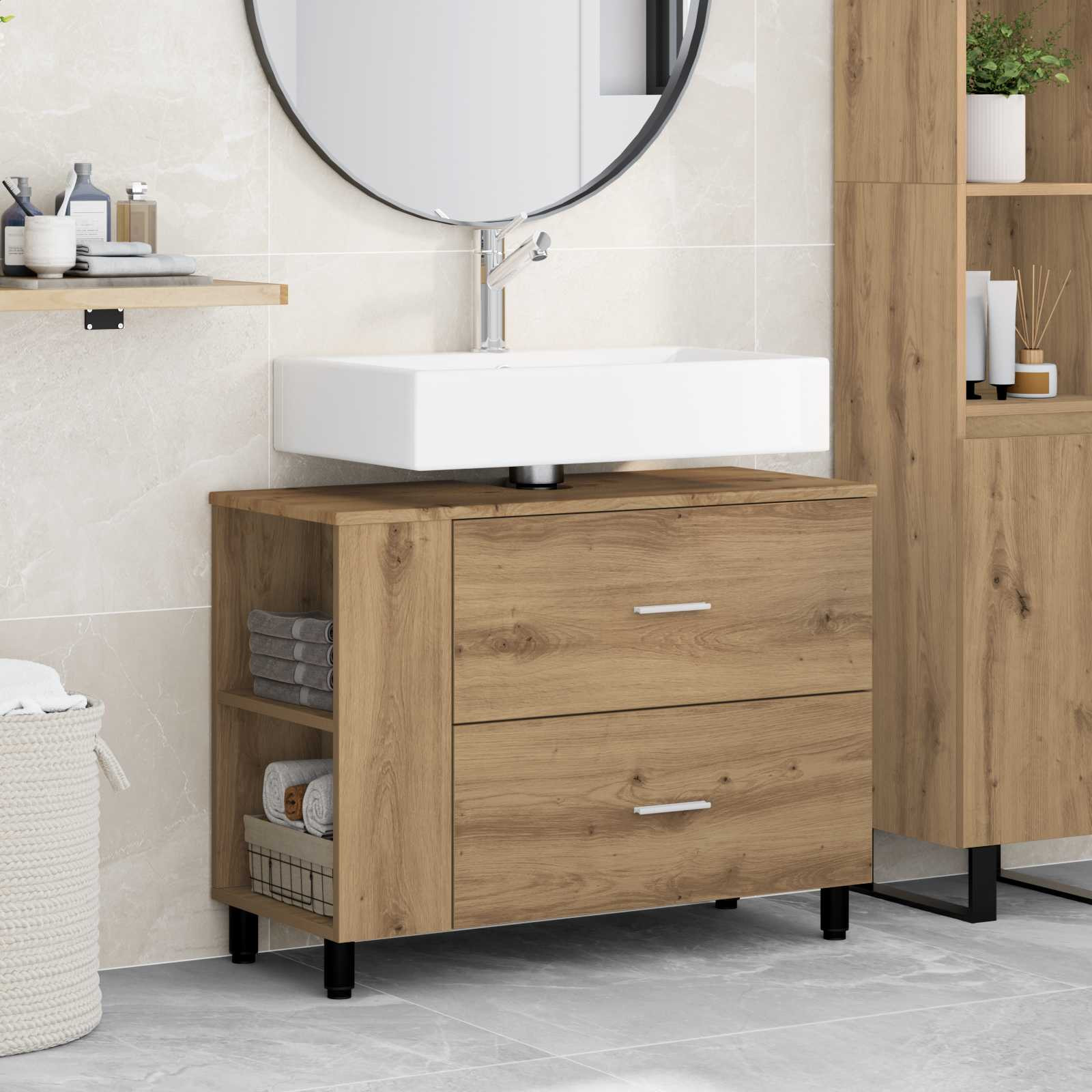vidaXL Waschtisch Artisan-Eiche 80 x 35 x 60 cm Holzwerkstoff