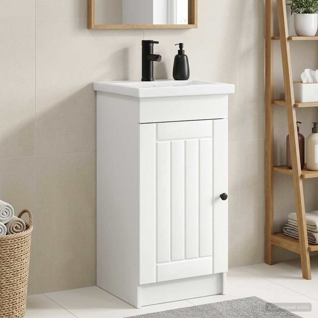 vidaXL Badezimmerschrank mit Waschbecken Weiß 42 x 40 x 84,5 cm