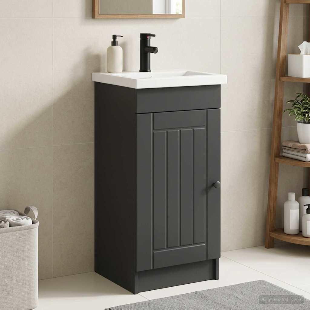 vidaXL Badezimmerschrank mit Waschbecken Schwarz 42 x 40 x 84,5 cm