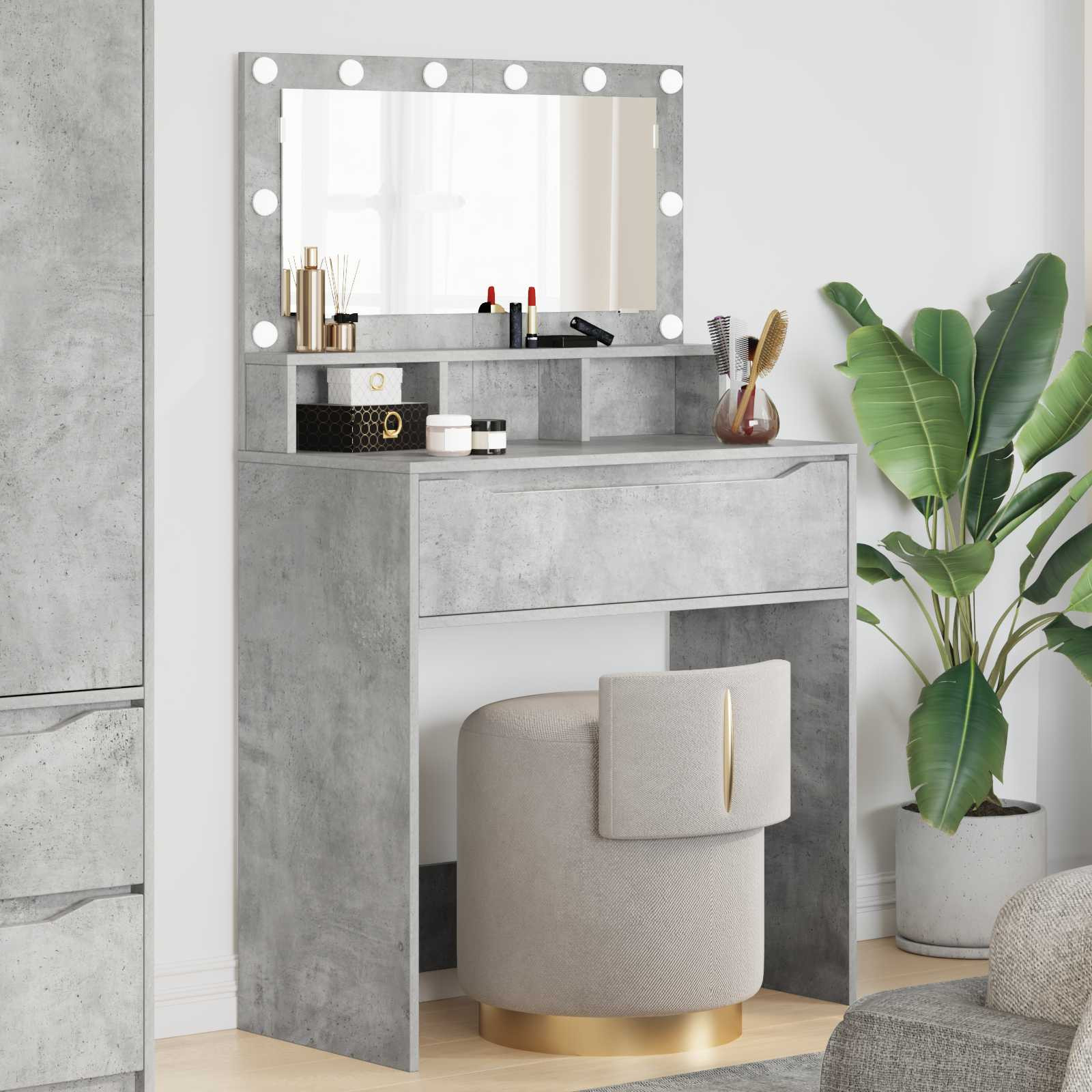 vidaXL Schlafzimmer-Frisiertische Beton Grau 80 x 39,6 x 135 cm
