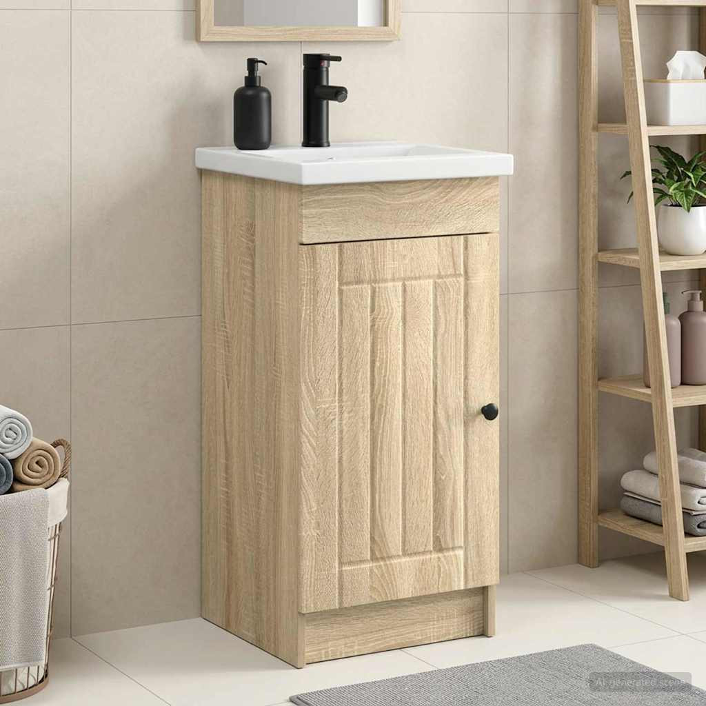vidaXL Badezimmerschrank mit Waschbecken Sonoma-Eiche