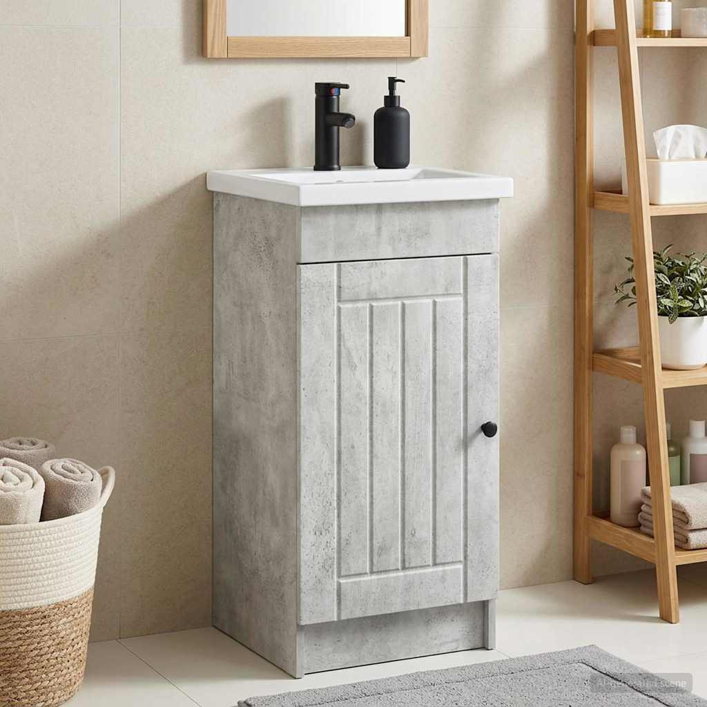 vidaXL Badezimmerschrank mit Waschbecken Betongrau 42 x 40 x 84,5 cm