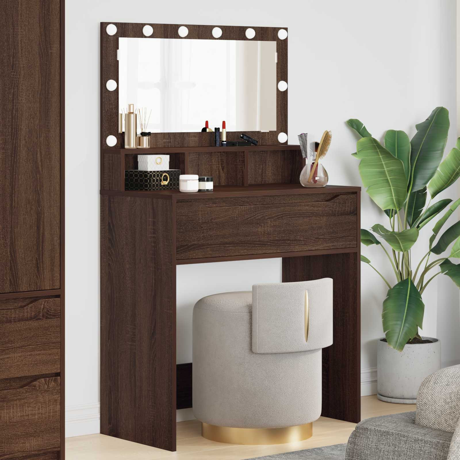vidaXL Schlafzimmer-Frisiertische mit Schubladen Braun Eichen-Optik