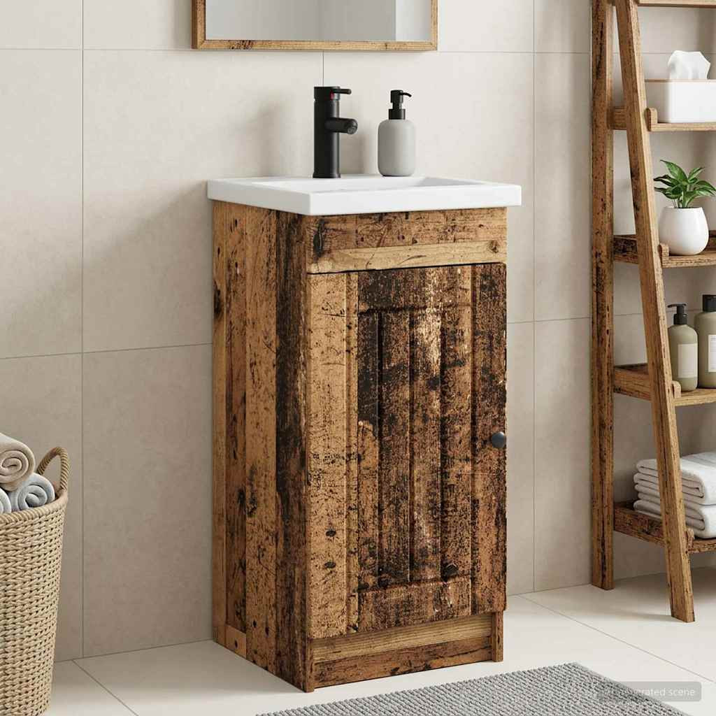 vidaXL Badezimmerschrank mit Waschbecken Altholz 42 x 40 x 84,5 cm