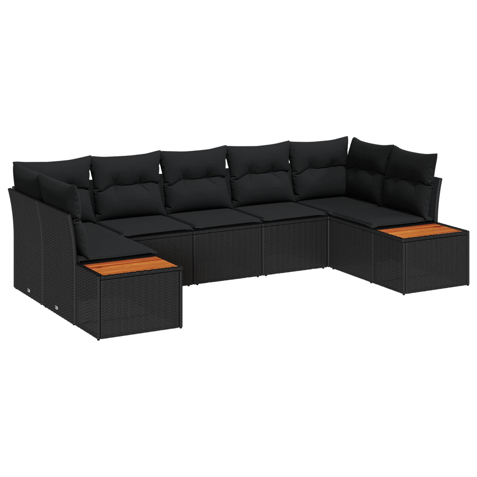 vidaXL Gartensofa-set mit Kissen 7 pcs Schwarz Poly-Rattan