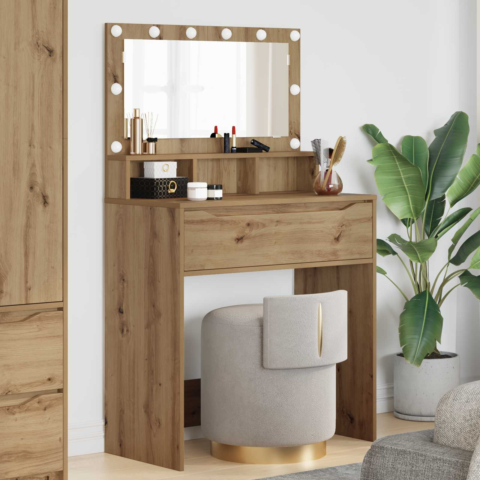 vidaXL Schlafzimmer-Frisiertische Artisan-Eiche 80 x 39,6 x 135 cm