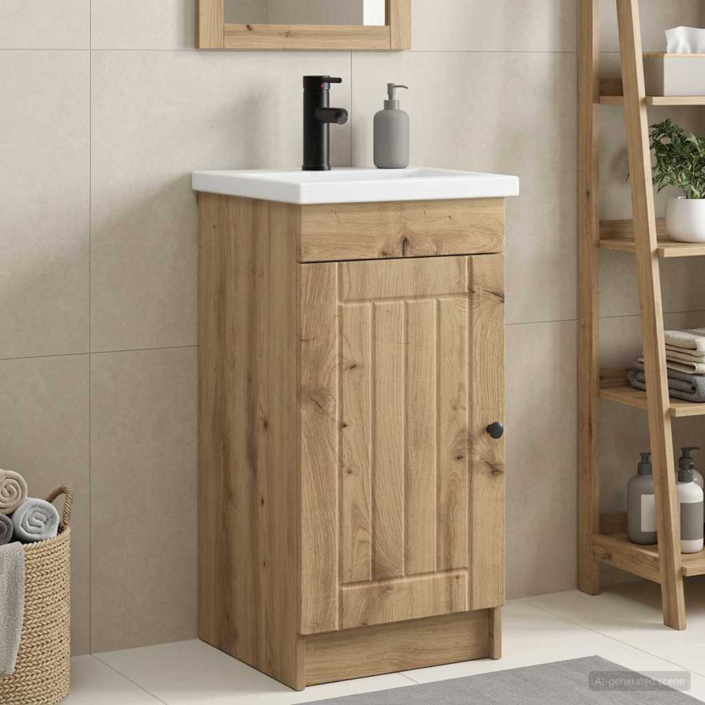 vidaXL Badezimmerschrank mit Waschbecken Artisan-Eiche