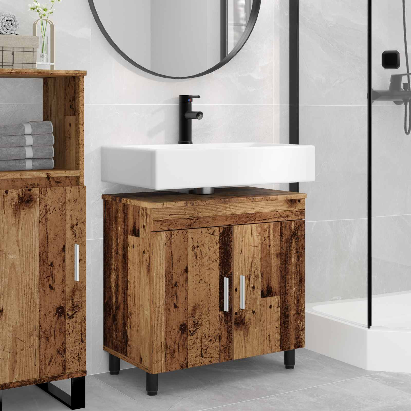 vidaXL Waschtisch Altholz 60 x 35 x 60 cm Holzwerkstoff