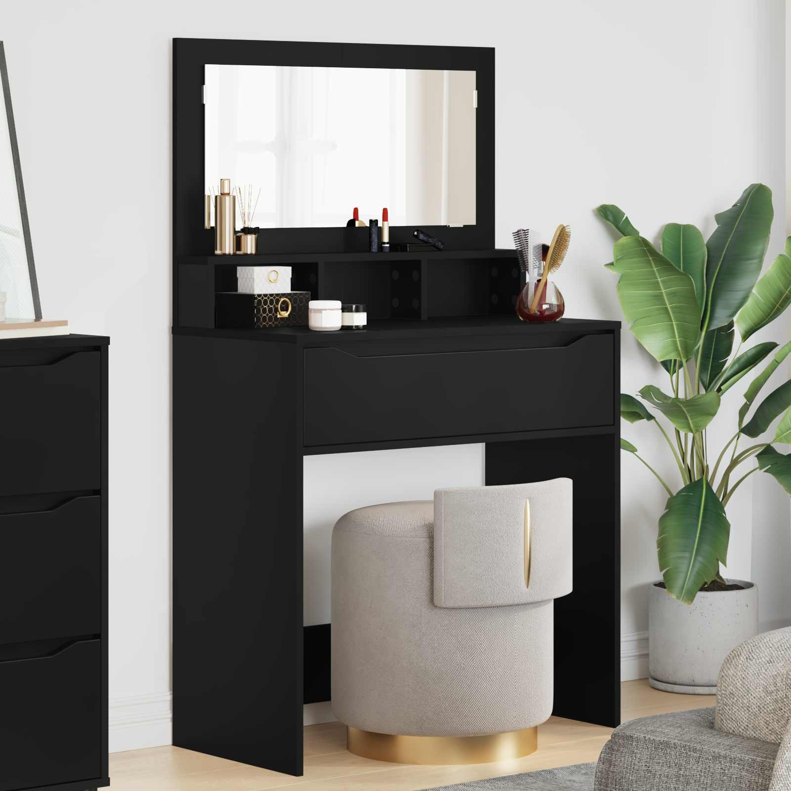 vidaXL Schlafzimmer-Frisiertische Schwarz 80 x 39,6 x 135 cm