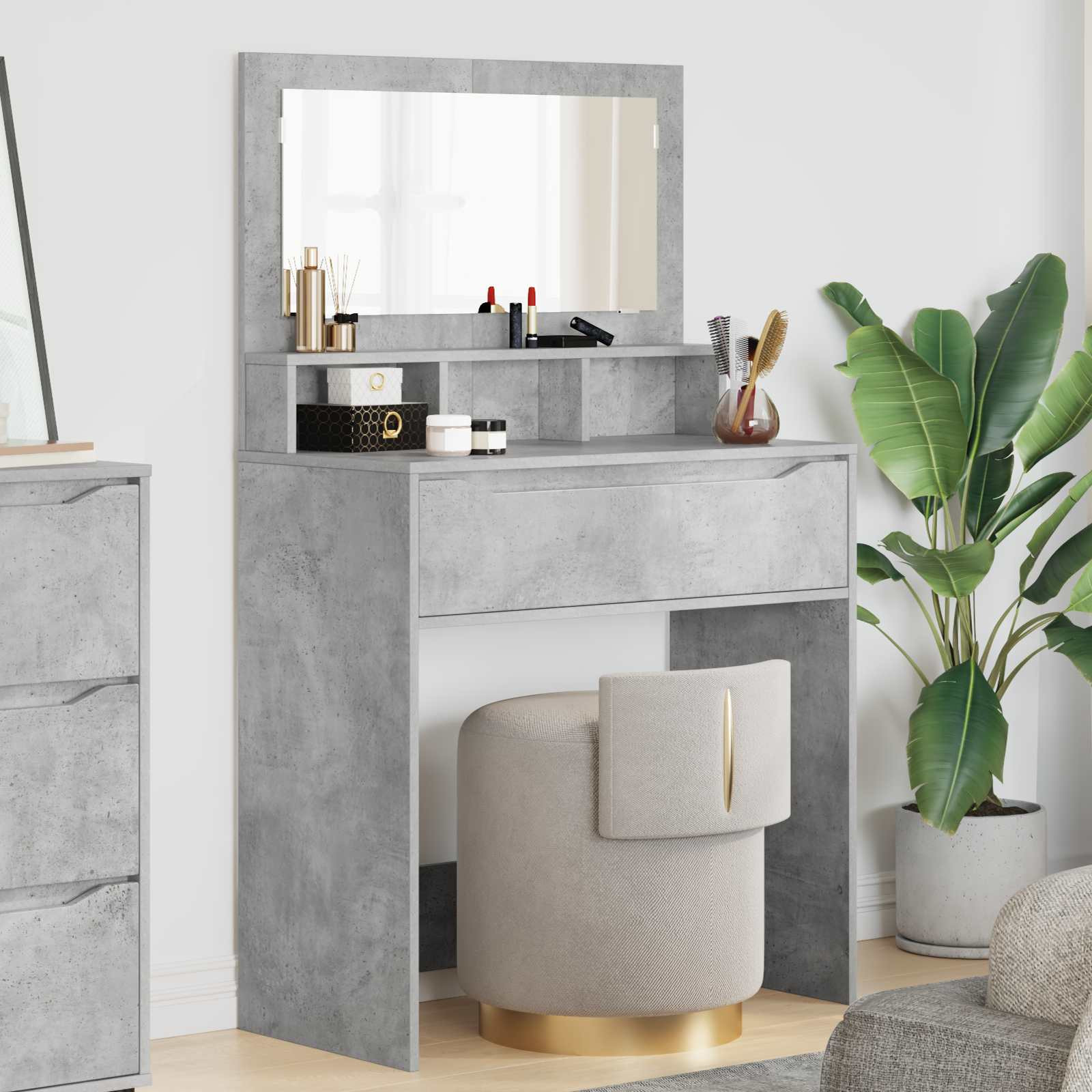 vidaXL Schlafzimmer-Frisiertische Beton Grau 80 x 39,6 x 135 cm