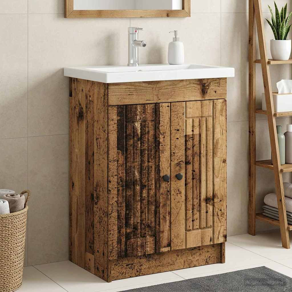 vidaXL Unter dem Waschbecken Badschrank Altholz 56 x 37,5 x 81 cm