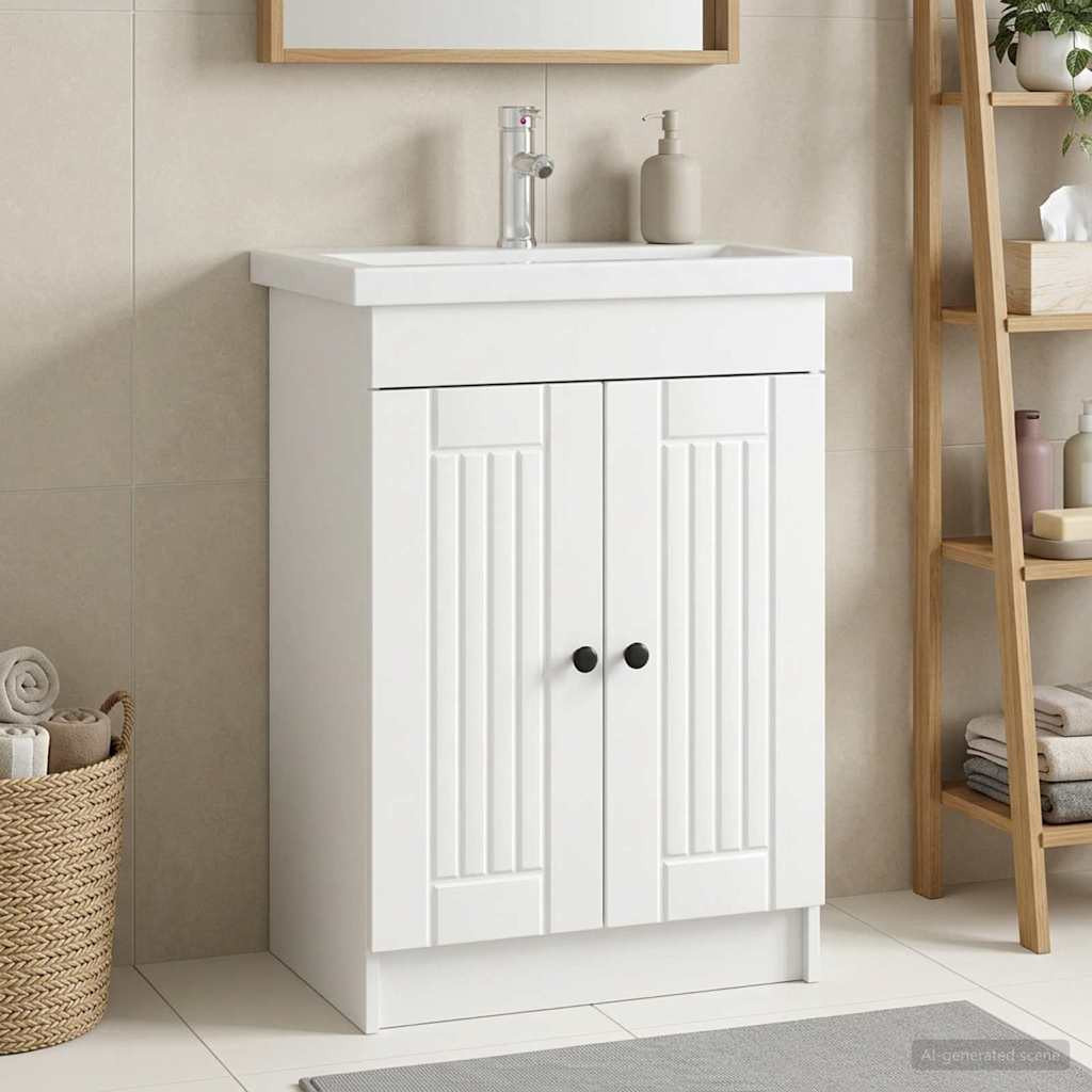 vidaXL Unter dem Waschbecken Badschrank Weiß 78,5 x 37,5 x 81 cm