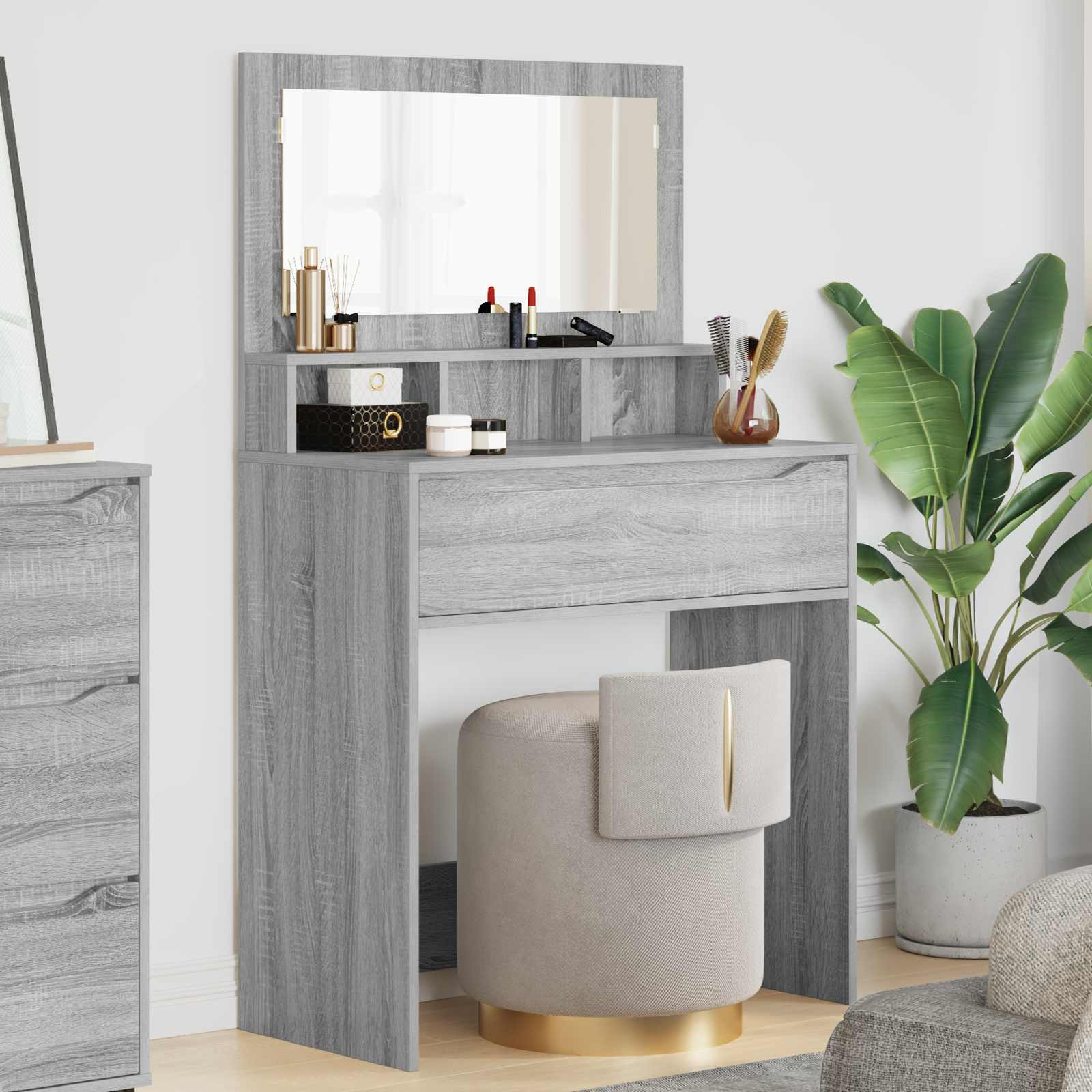 vidaXL Schlafzimmer-Frisiertische Graues Sonoma 80 x 39,6 x 135 cm