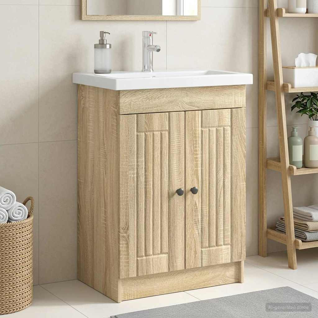 vidaXL Unter dem Waschbecken Badschrank Sonoma-Eiche