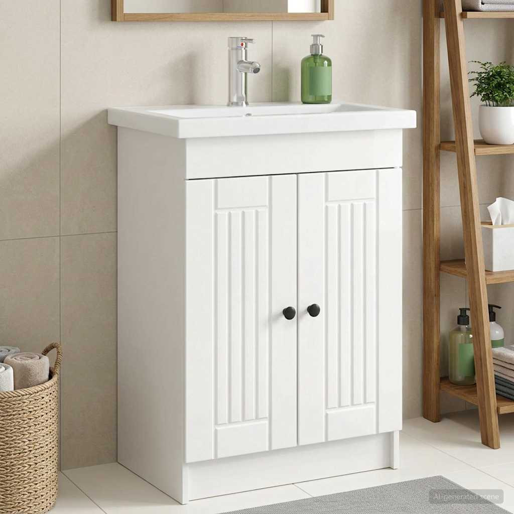 vidaXL Unter dem Waschbecken Badschrank Hochglanz Weiß