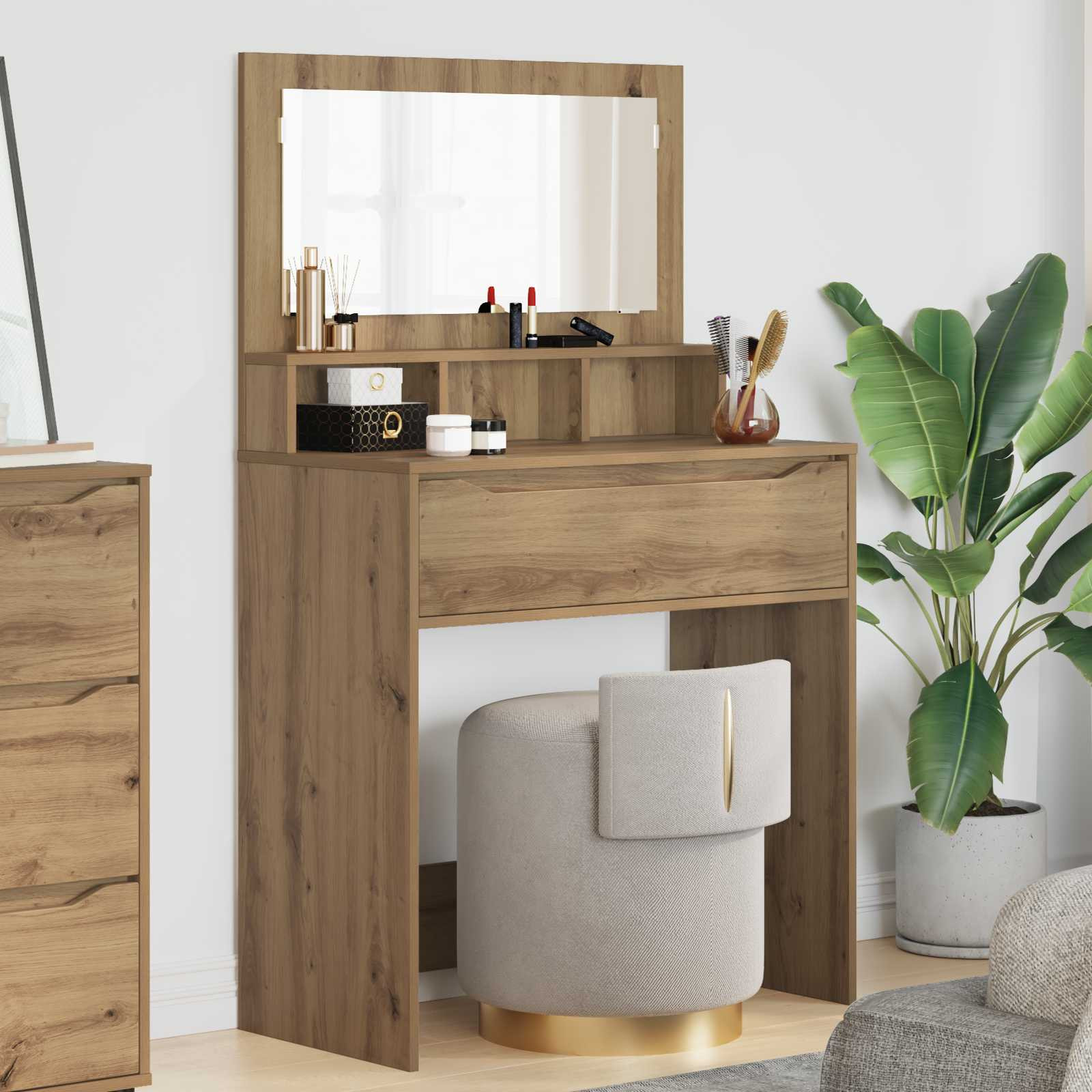 vidaXL Schlafzimmer-Frisiertische Artisan-Eiche 80 x 39,6 x 135 cm