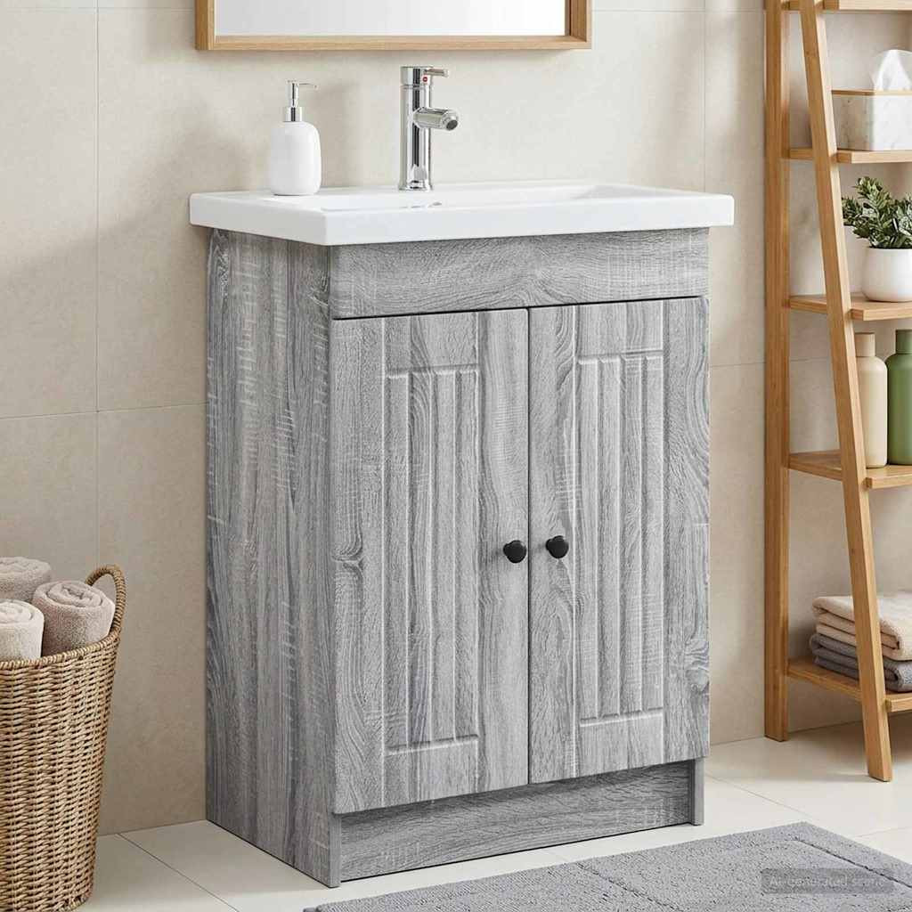 vidaXL Unter dem Waschbecken Badschrank Grau Sonoma