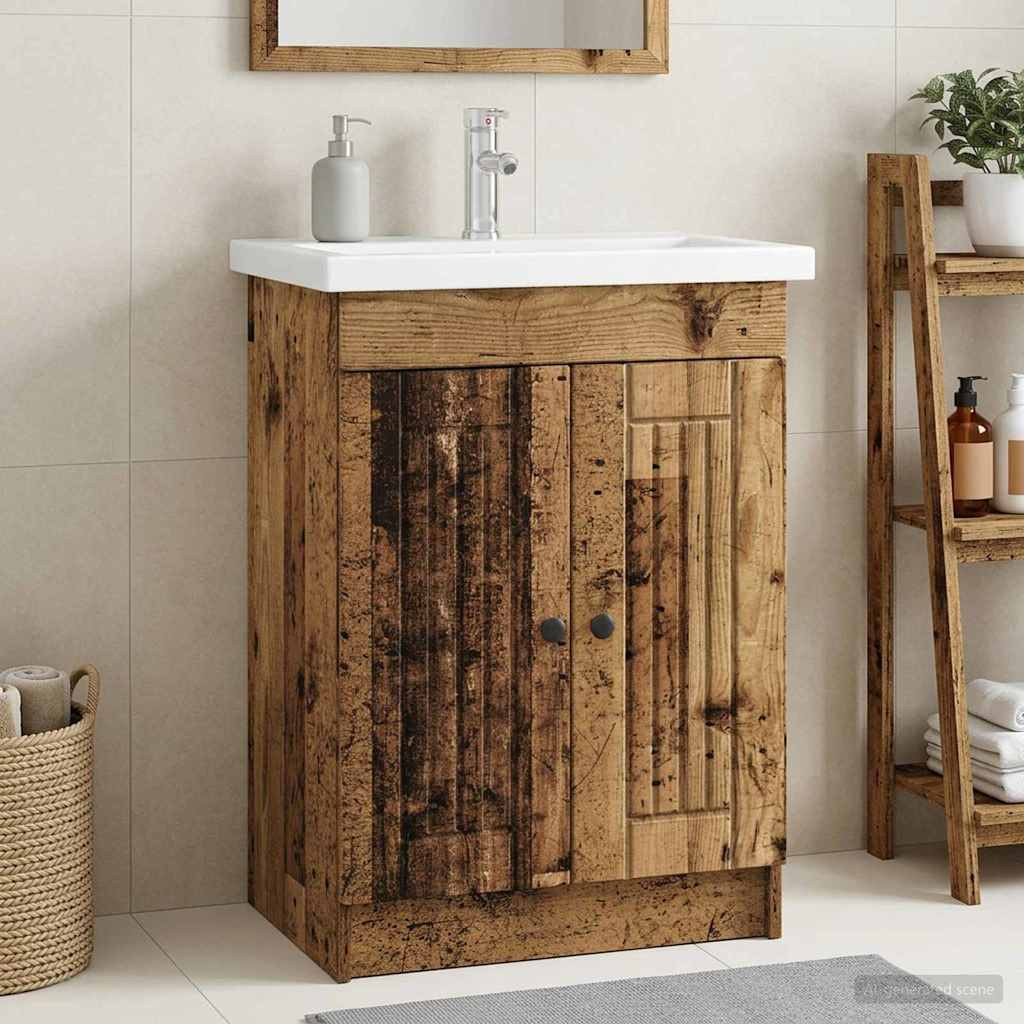 vidaXL Unter dem Waschbecken Badschrank Altholz 78,5 x 37,5 x 81 cm