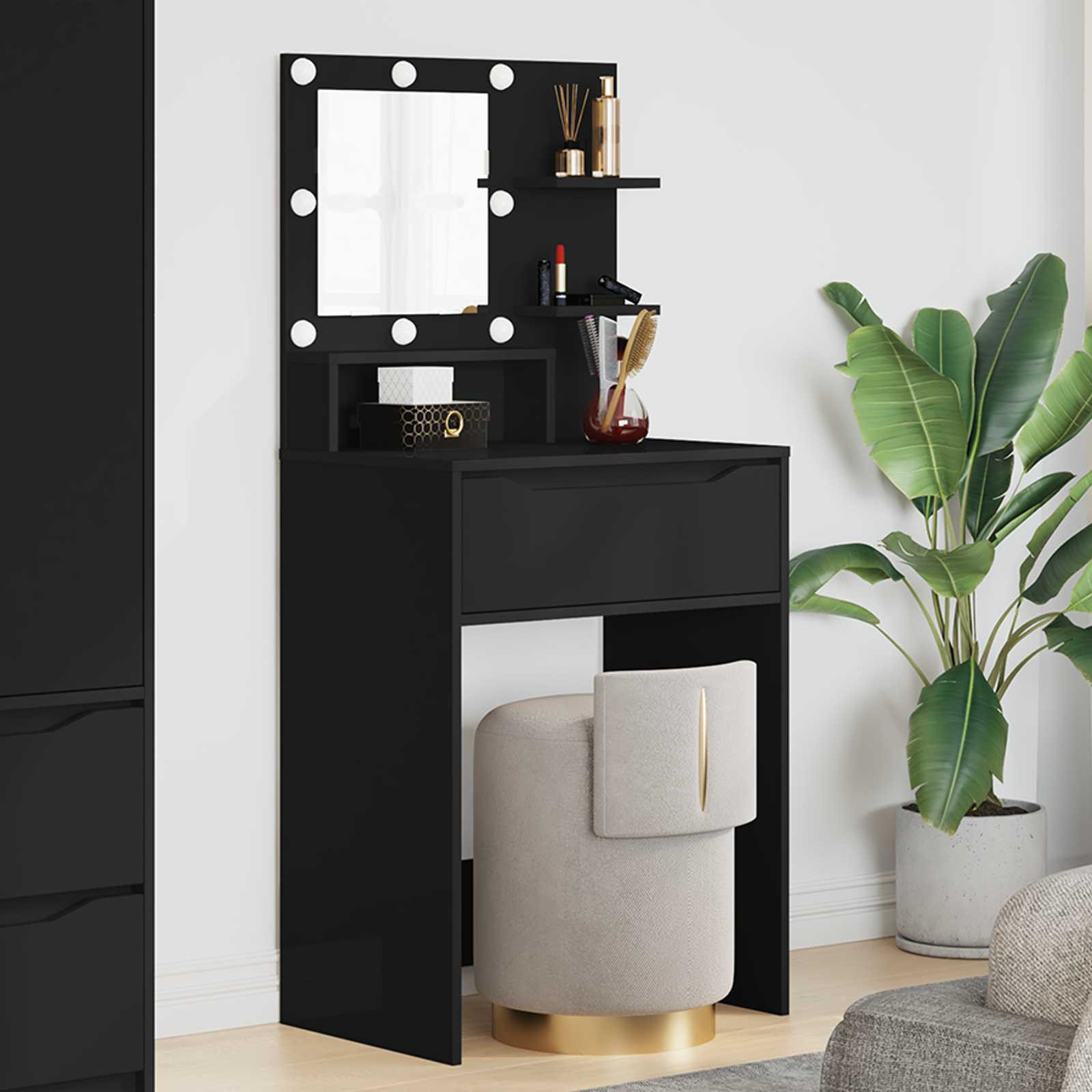 vidaXL Schlafzimmer-Frisiertische mit Regal Schwarz 80 x 39,6 x 135 cm