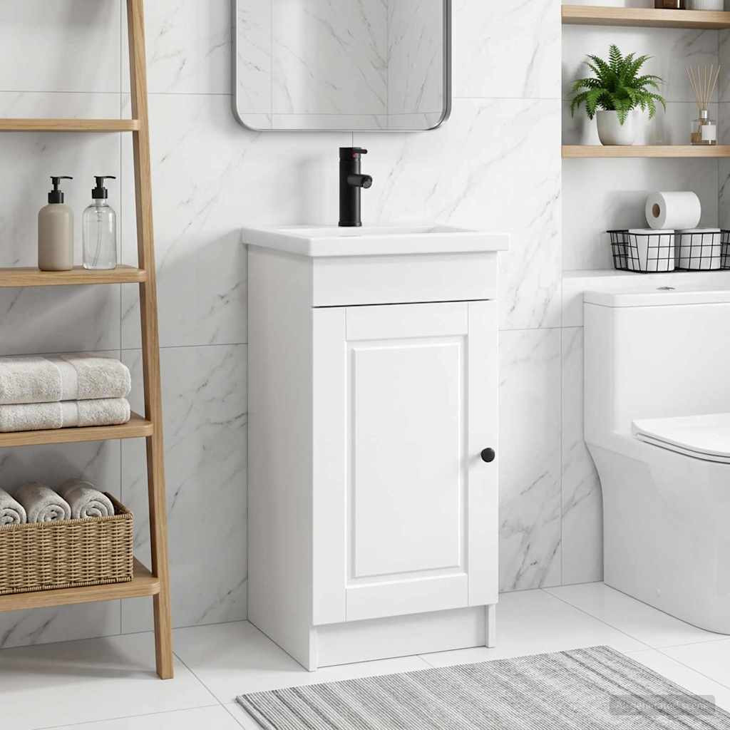 vidaXL Badezimmerschrank mit Waschbecken Weiß 42 x 40 x 84,5 cm