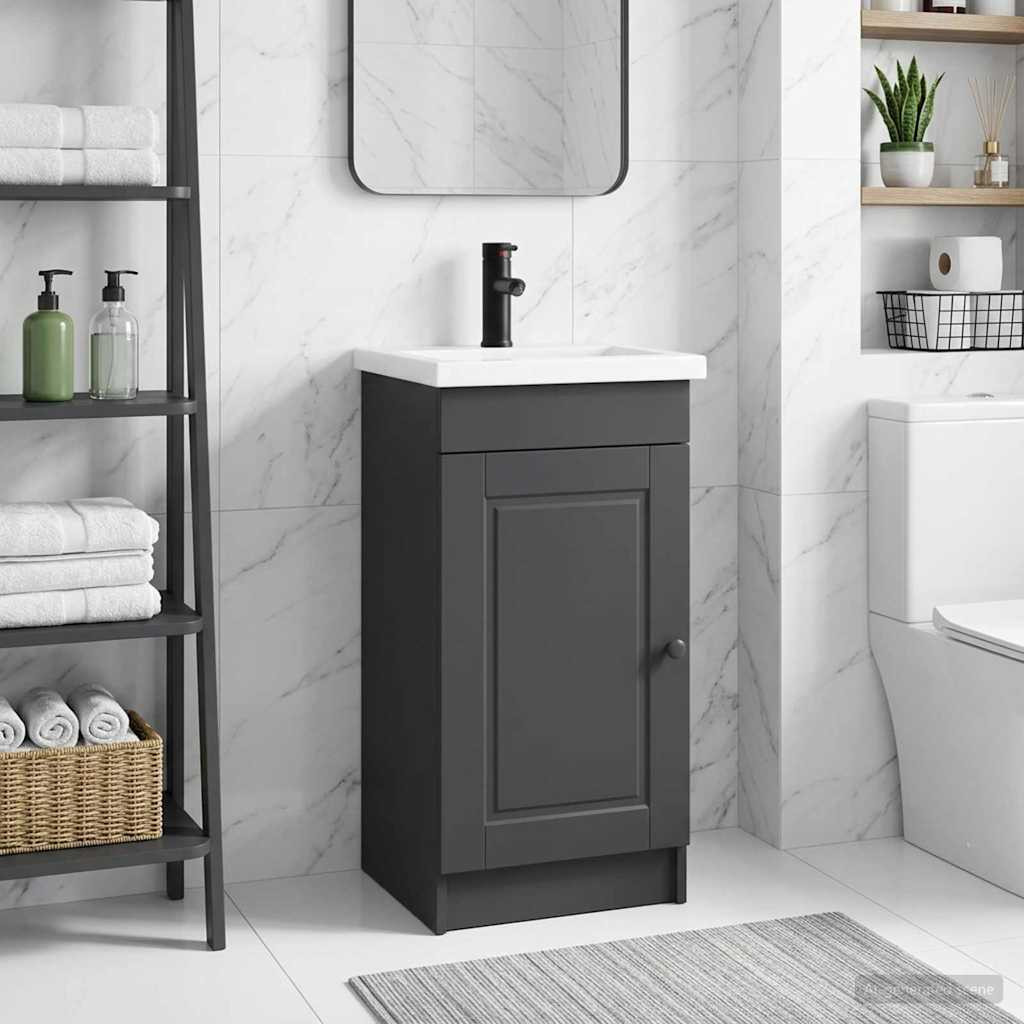 vidaXL Badezimmerschrank mit Waschbecken Schwarz 42 x 40 x 84,5 cm