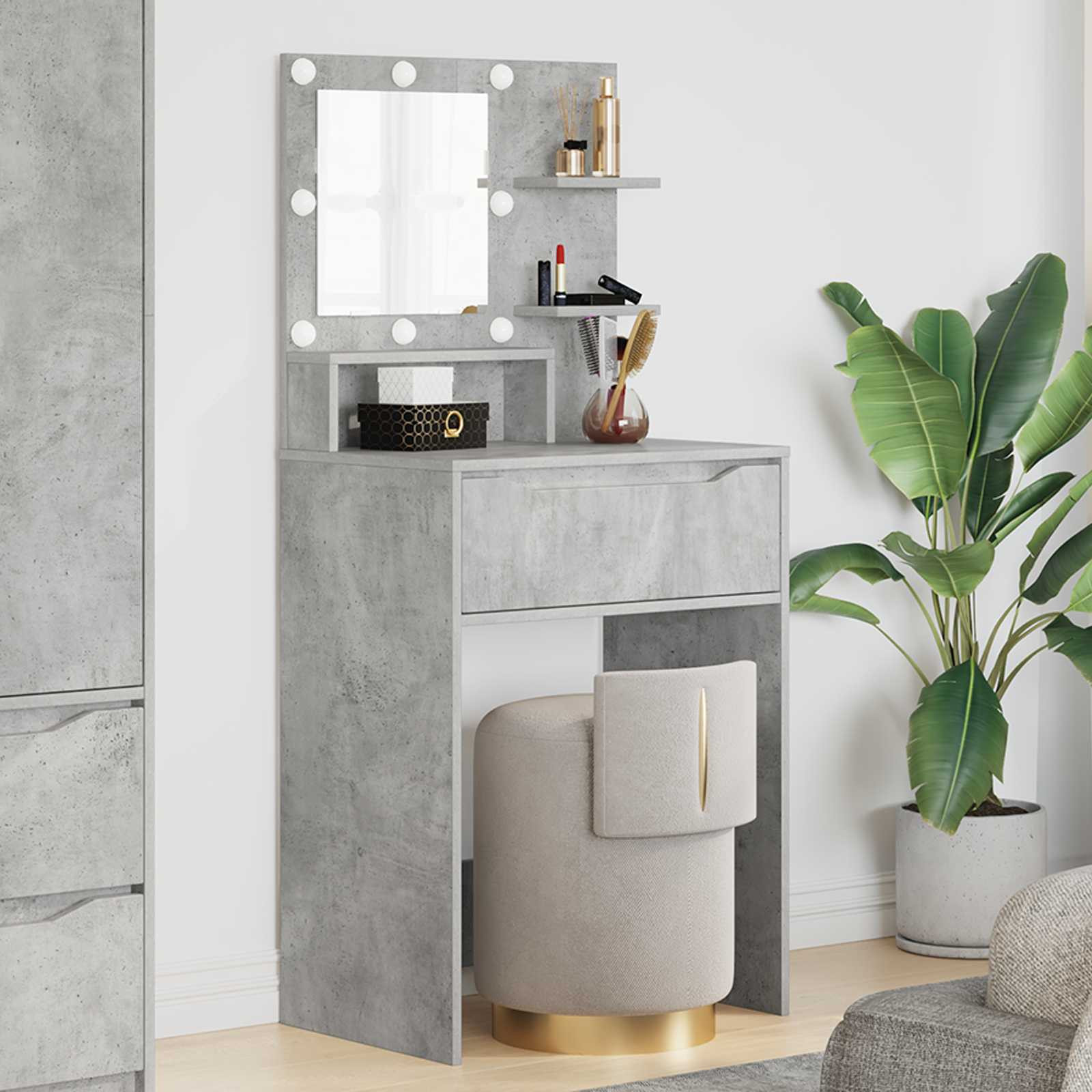 vidaXL Schlafzimmer-Frisiertische Beton Grau 80 x 39,6 x 135 cm