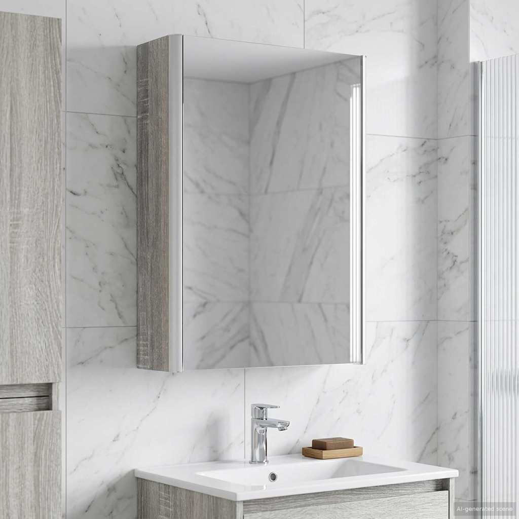 vidaXL Badezimmerspiegelschrank Graues Sonoma 33 x 11,5 x 50 cm