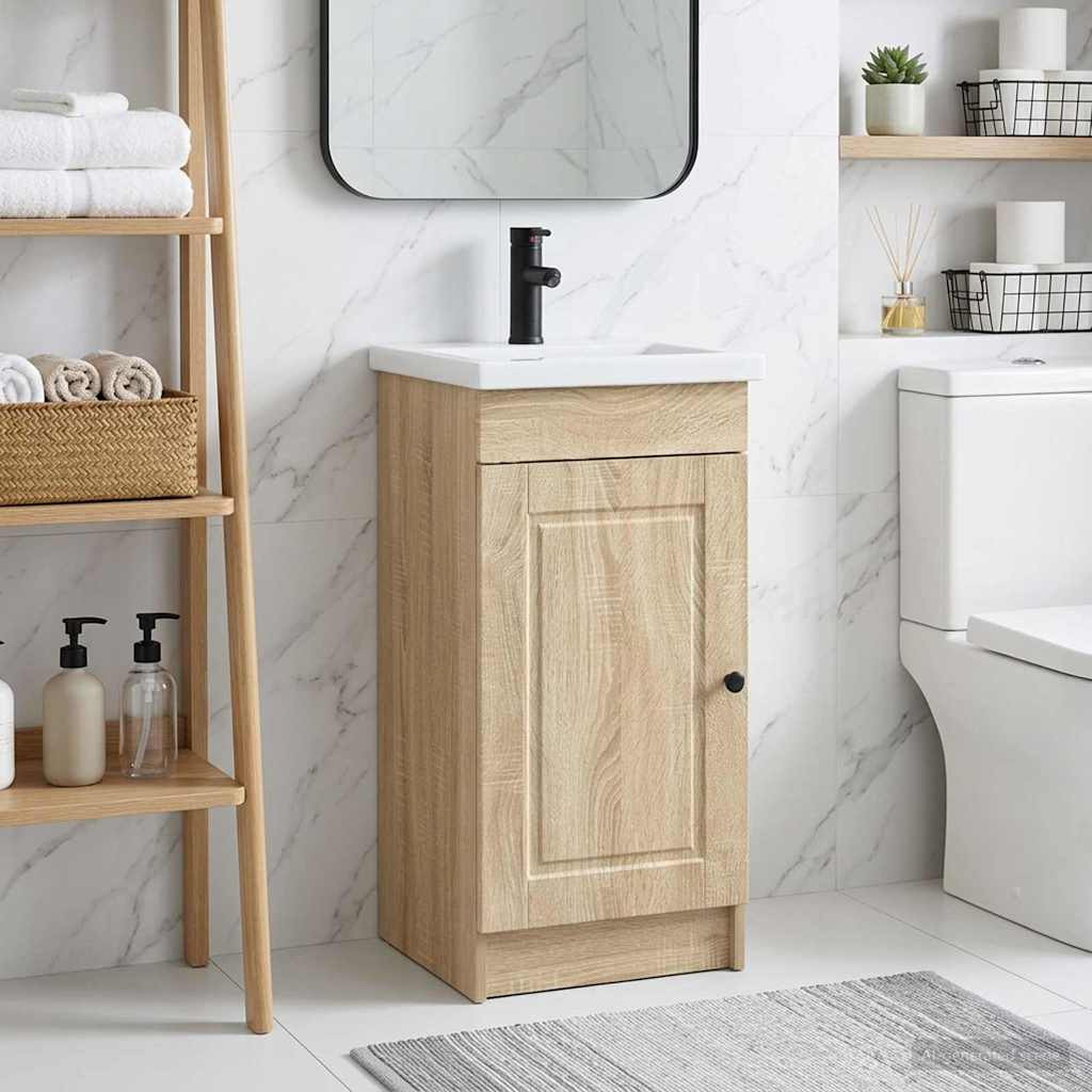 vidaXL Badezimmerschrank mit Waschbecken Sonoma-Eiche