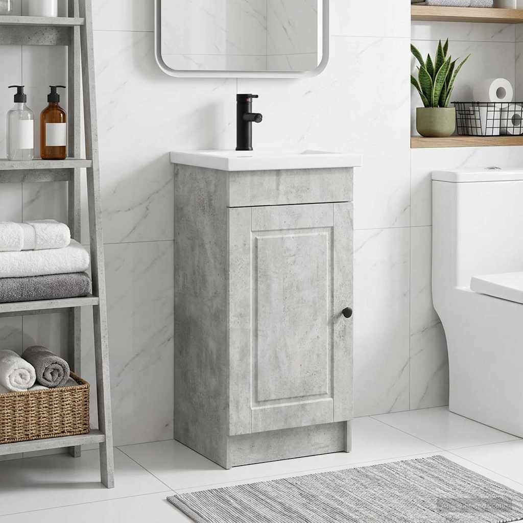 vidaXL Badezimmerschrank mit Waschbecken Betongrau 42 x 40 x 84,5 cm