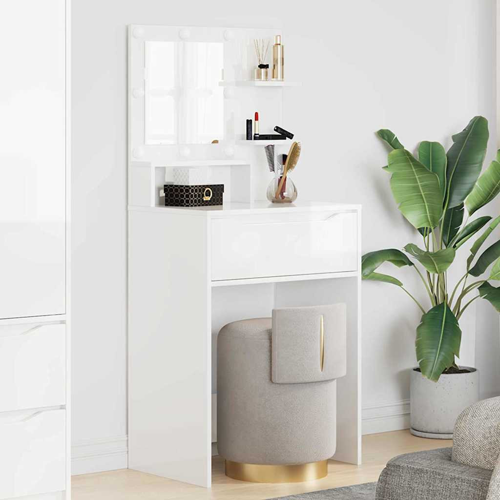 vidaXL Schlafzimmer-Frisiertische Hochglanz Weiß 80 x 39,6 x 135 cm
