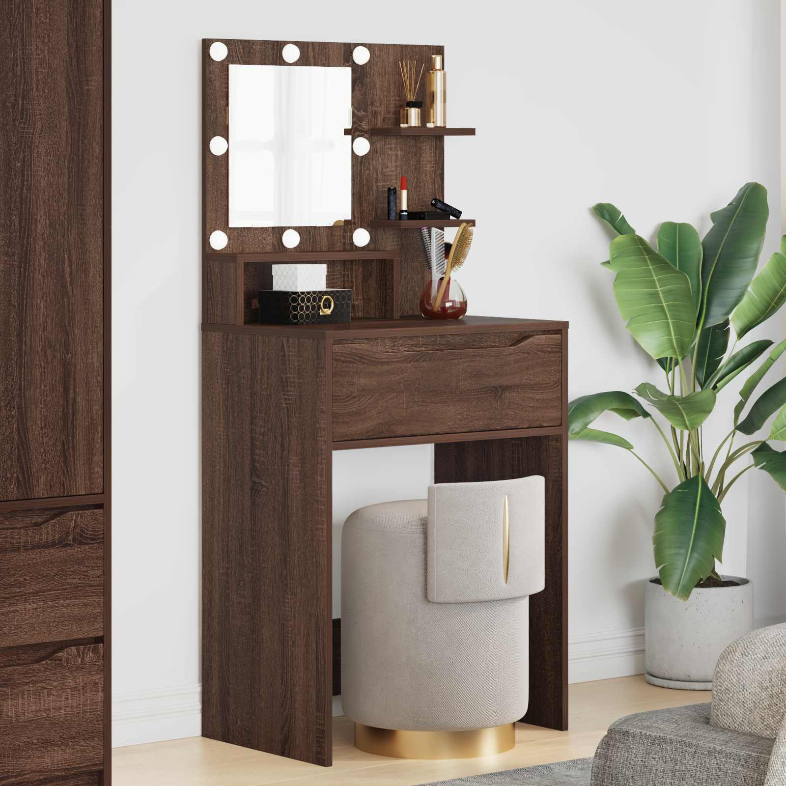 vidaXL Schlafzimmer-Frisiertische mit Schubladen Braun Eichen-Optik