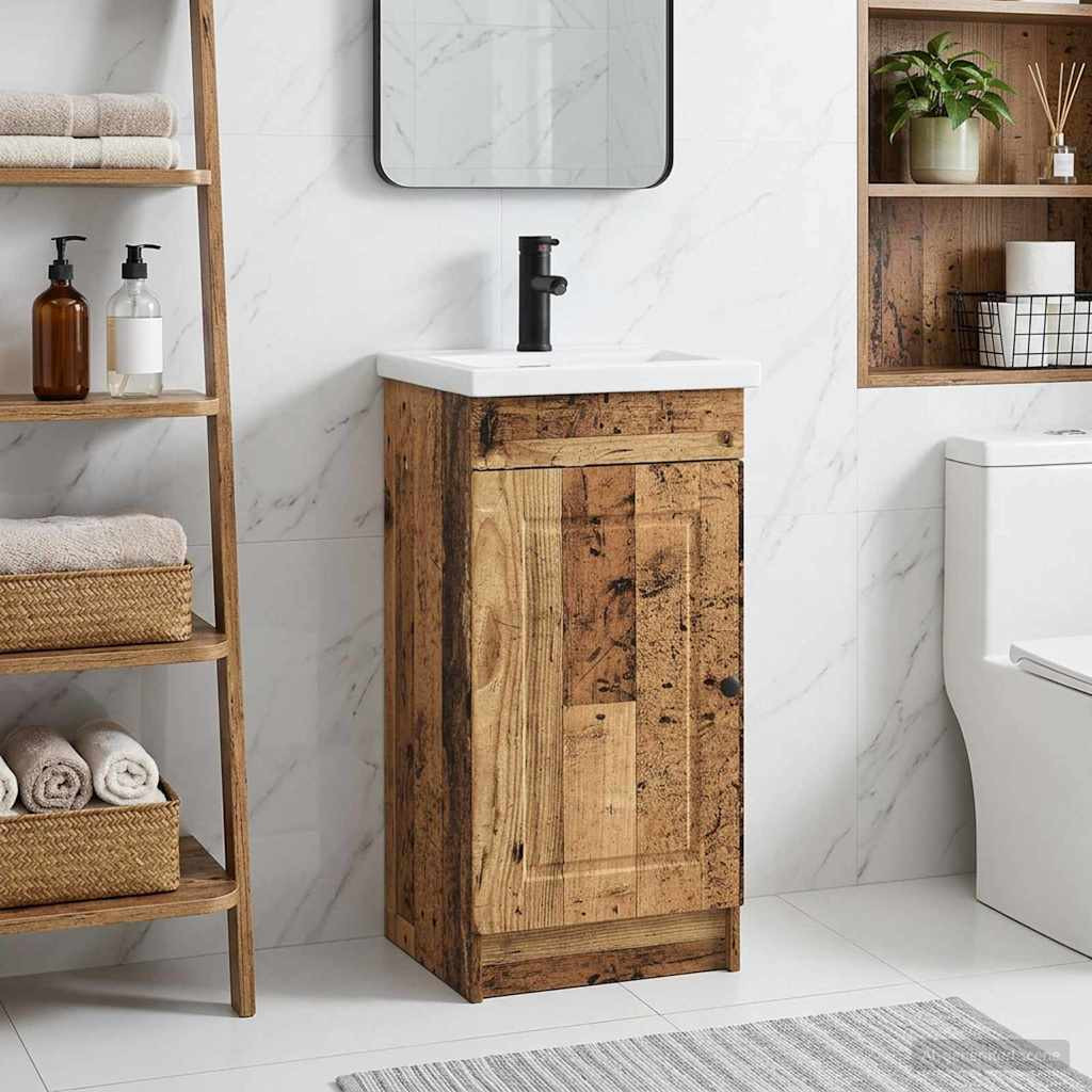 vidaXL Badezimmerschrank mit Waschbecken Altholz 42 x 40 x 84,5 cm