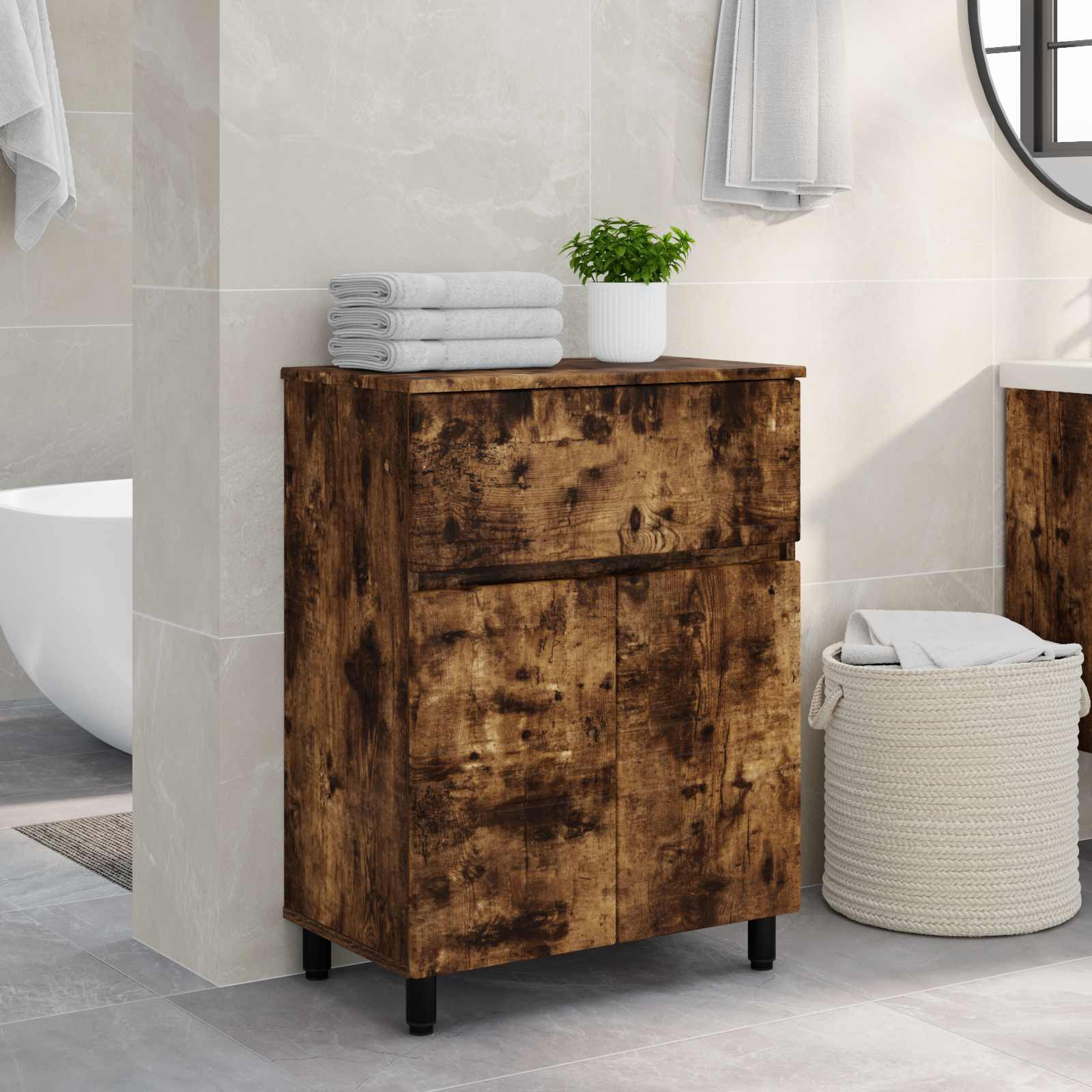 vidaXL Waschtisch Geräucherte Eiche 60 x 35 x 80 cm Holzwerkstoff