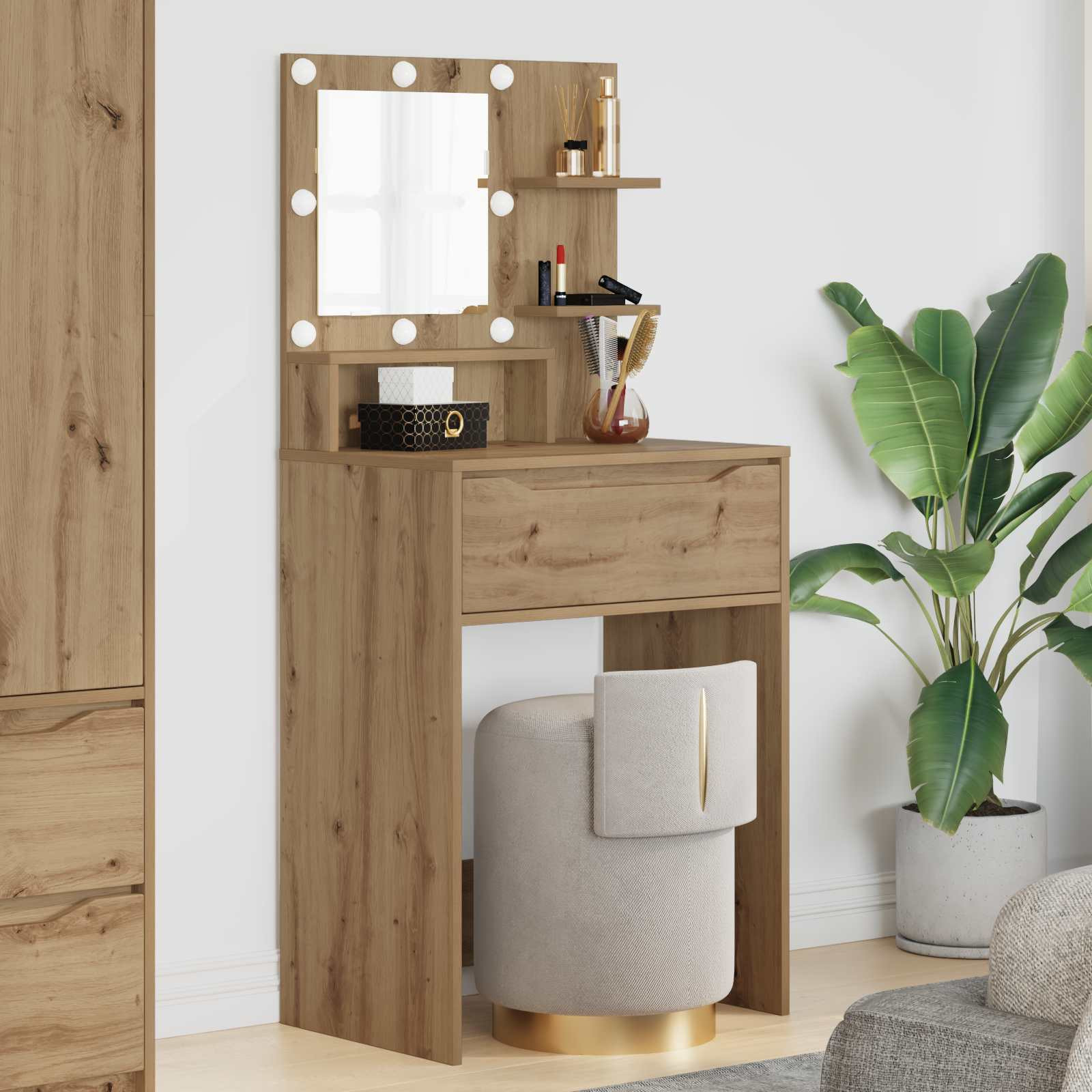 vidaXL Schlafzimmer-Frisiertische Artisan-Eiche 80 x 39,6 x 135 cm