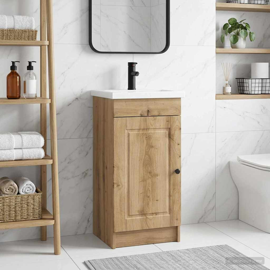 vidaXL Badezimmerschrank mit Waschbecken Artisan-Eiche