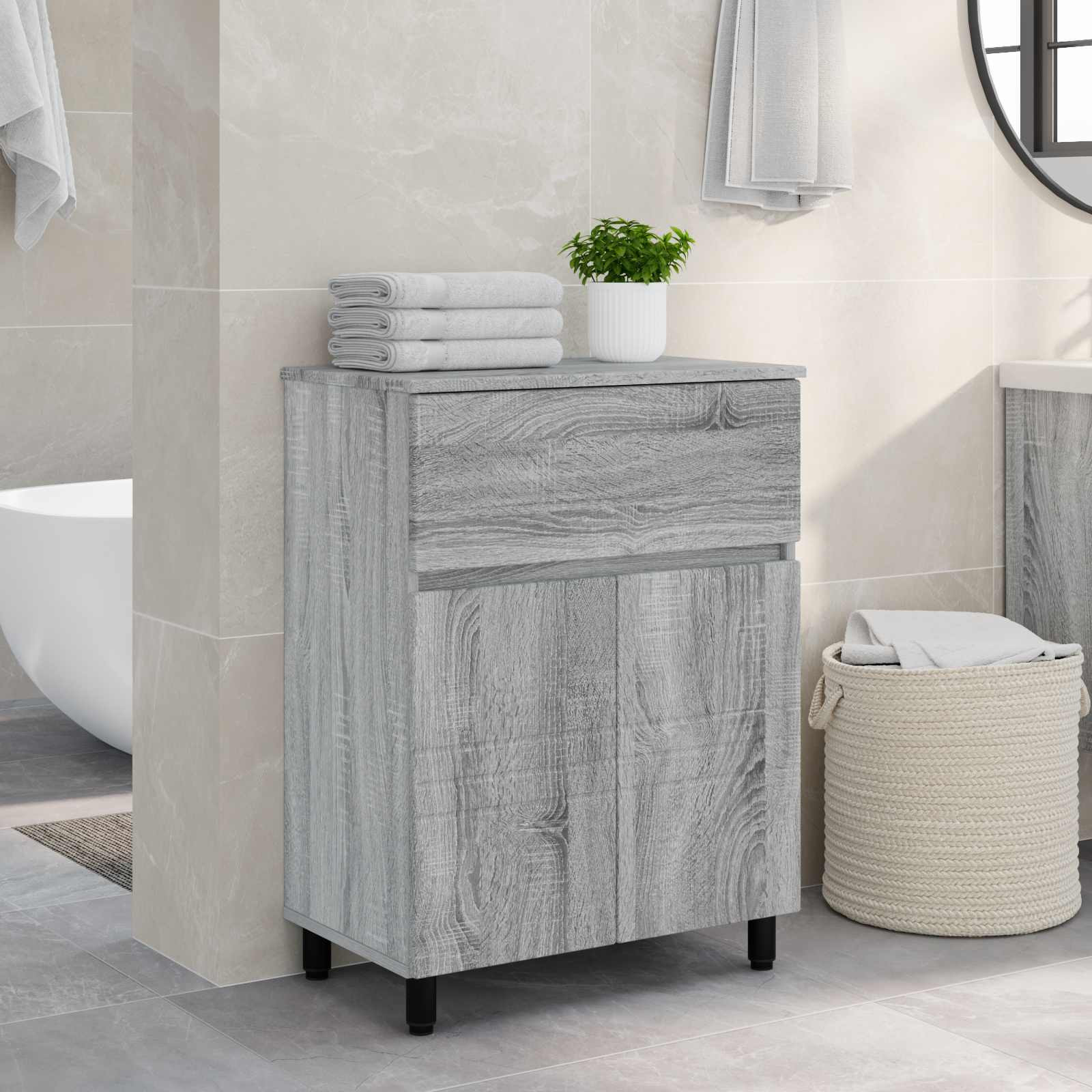 vidaXL Waschtisch Grau Sonoma 60 x 35 x 80 cm Holzwerkstoff
