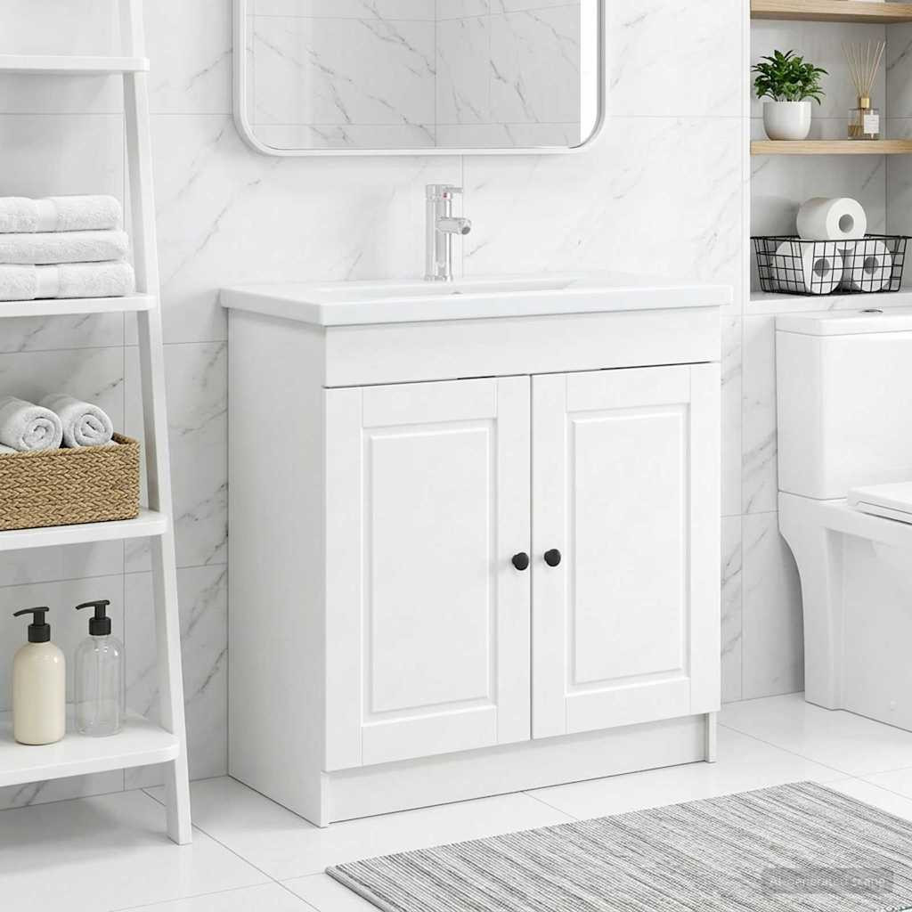 vidaXL Unter dem Waschbecken Badschrank Weiß 56 x 37,5 x 81 cm