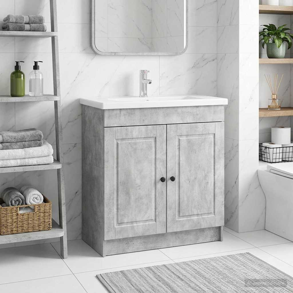 vidaXL Unter dem Waschbecken Badschrank Betongrau 56 x 37,5 x 81 cm